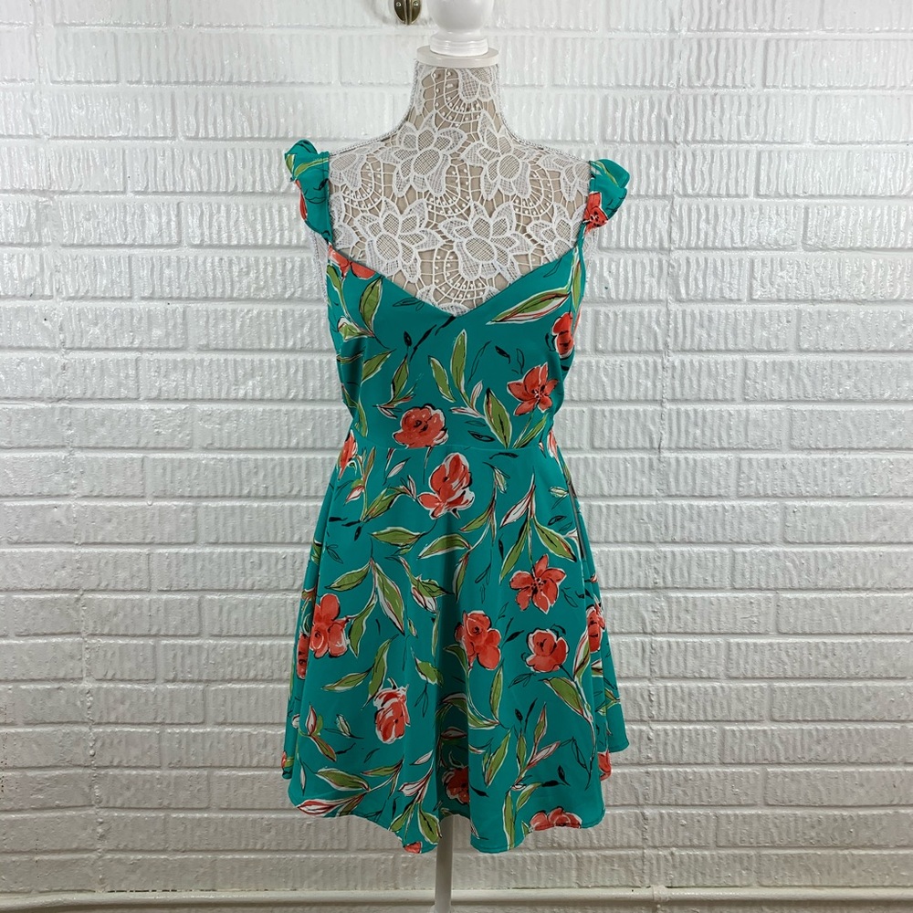 Lulu’s Aqua Green Ruffle Mini Dress Large